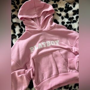 Playboy Blush Pink Hoodie cropped